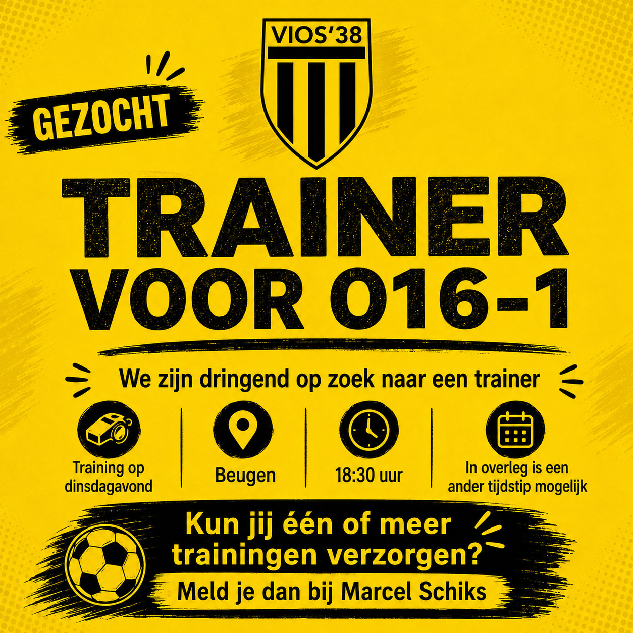 Gezocht - Trainer voor O16-1